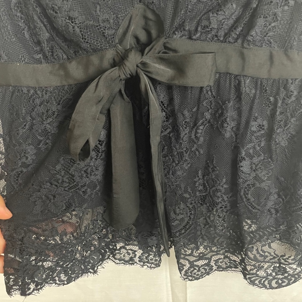 Free People lace v-neck loose fit black blouse women’s Size Small - Picture 12 of 14